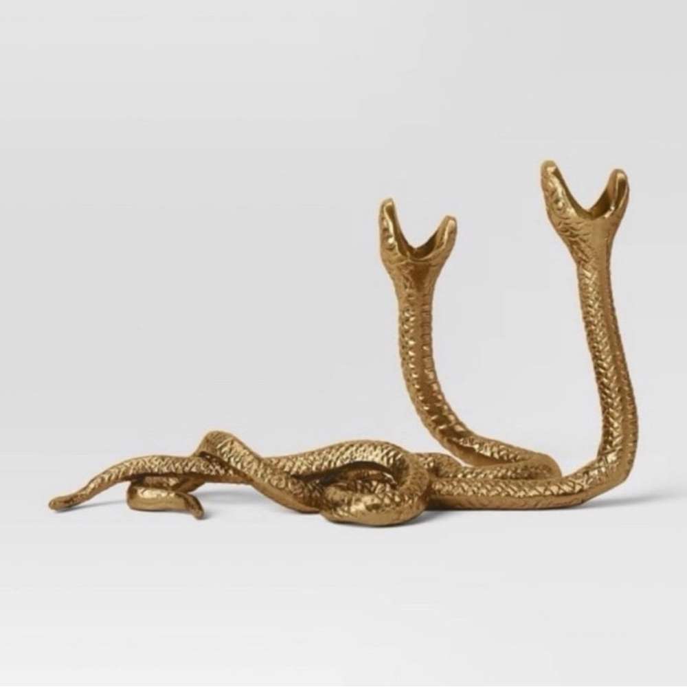 Threshold Double Snake Taper Candle Holder Aluminum Gold